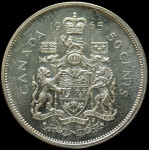 LaZooRo: Kanada 1/2 Dollar 50 Cents 1965 PL - Srebro