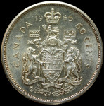 LaZooRo: Kanada 1/2 Dollar 50 Cents 1965 PL - Srebro