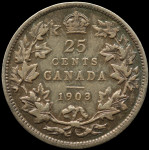 LaZooRo: Kanada 25 Cents 1903 XF patina - Srebro