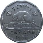 LaZooRo: Kanada 5 Cents 1955 XF