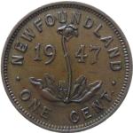 LaZooRo: Kanada NEWFOUNDLAND 1 Cent 1947 XF redkejši