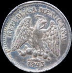 LaZooRo: Mehika 5 Centavos 1893 XF / UN Zs Z počena matrica - Srebro