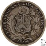 LaZooRo: Peru 1 Dinero 1896 F XF - srebro