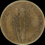 LaZooRo: Združene države 10 Cents 1 dime 1944 XF - srebro