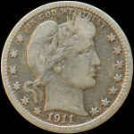 LaZooRo: Združene države Amerike 1/4 Quarter Dollar 1911 XF - srebro