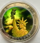 Liberija 2002, 3D hologram kovanec Lady Liberty (otaku)