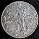 Panama 1 Balboa 1931 srebro .900 KM#13