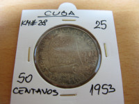 SREBRNIK CUBA 50 CENTAVOS 1953