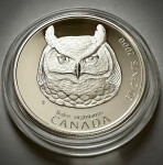 SREBRNIK Kanada 2000 50 cents SOVA VELIKA UHARICA horned owl (otaku)