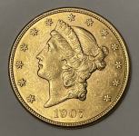 Zlatnik 20 Dollars 1907. "D"  Liberty Head  (Denver)