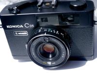 KONICA C35 Automatic, Rangefinder, črn Hexanon 2.8/38mm, Street Photo.