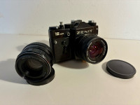 Zenit 12XP + 2× objektiv (Helios 58mm + Pentacon 28mm)