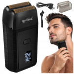 Moški aku. električni brivnik za obraz in brado USB LCD 2 rezili črn