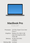 Apple MacBook PRO 15" 2017 Quad-Core Intel Core i7 16GB Grey