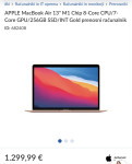 Macbook Air 13 inch M1 Chip, 256GB, Gold - Nov