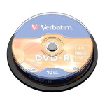 1x10 Verbatim DVD-R 4,7 GB 16x hitrost, mat srebrna škatla za torto