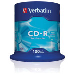 1x100 Verbatim Data Life CD-R 80 700MB, 52x hitrost, vreteno