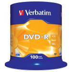 1x100 Verbatim DVD-R 4,7 GB 16x hitrost, mat srebrn