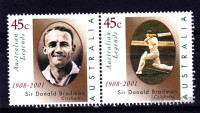AVSTRALIJA 2001 - Donald Bradman Cricket nežigosani znamki