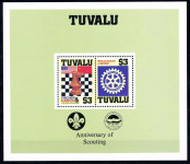 TUVALU 1986 SKAVTI ROTARY ŠAH ** Mi 354/355 (B14/I) ** blok (HV-113)