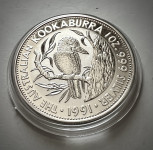 1 oz SREBRNIK KOOKABURRA 1991 Avstralija 5 dollars (otaku)