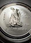 2 oz SREBRNIK Avstralija Lunar 1999 leto zajca rabbit (otaku)