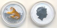 Avstralija 50 centov Lunar II leto tigra, barvni  srebrnik