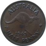 LaZooRo: Avstralija 1/2 Penny 1943 XF