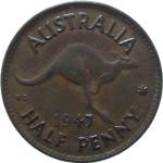 LaZooRo: Avstralija 1/2 Penny 1947 XF