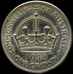 LaZooRo: Avstralija 1 Crown 1938 UNC - Srebro
