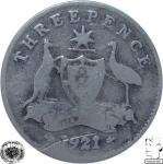 LaZooRo: Avstralija 3 Pence 1921 F a - Srebro