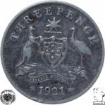 LaZooRo: Avstralija 3 Pence 1921 VF c - Srebro