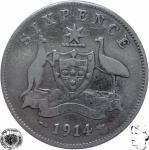 LaZooRo: Avstralija 6 Pence 1914 VF - Srebro
