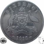 LaZooRo: Avstralija 6 Pence 1918 VF - Srebro