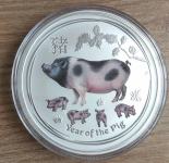 Lunar II - Year of the Pig (Leto pujsa) 2oz 2019 coloured