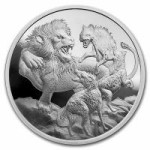 Niue 1 oz srebrnik LION VS HYENAS 2022 Apex Predators  (trezor)