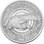 Srebrnik Avstralija 2013 1oz $1 Saltwater Crocodil  Bindi (trezor)