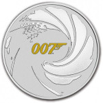 Srebrnik Tuvalu 2021 1oz James Bond 007 POZLAČEN / GILDED (trezor)