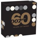Tuvalu srebrnik James Bond 007 - 60 let - barvni proof