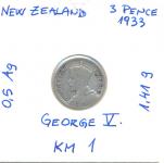 Nova Zelandija 3 Pence1933  srebrnik