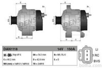 Alternator Ford, Volvo, 150 A, 54,3 mm