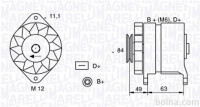 Alternator Mitsubishi L300 86-04,  55 A, 84 mm
