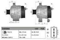 Alternator Toyota Yaris 99-05, 70 A, 55 mm