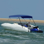 vidaXL Bimini tenda s 4 loki mornarsko modra 243x(230-244)x137 cm