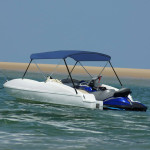vidaXL Bimini tenda z 2 lokoma mornarsko modra 180x150x110 cm