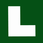 Zelena L tablica, manjša, dimenzij 12x12 cm, odsevna, magnetna, nova