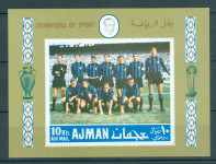 Ajman 1969 šport nogomet moštvo INTER Milano blok 48B MNH** 6% Michela
