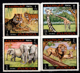 FUJEIRA 1969 ŽIVALI ŽIRAFA TIGER LEV SLON ** Mi 307/310 serija (30)