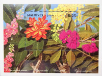 MALDIVI 1992 RASTLINE CVETJE ROŽE ** Mi 1726 (BL 229) ** blok (39)