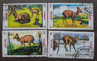 Mongolija 1990 – celotna serija favna, divje živali, mošusni jelen